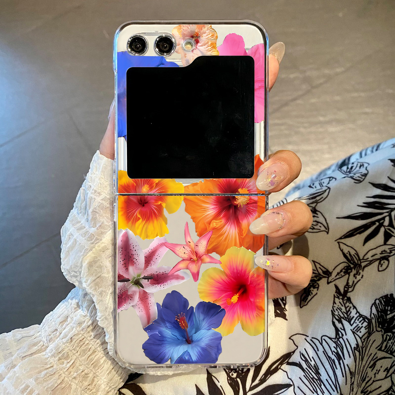Phone Cases Z Flip 7 - Realistic Floral Print Phone Case For