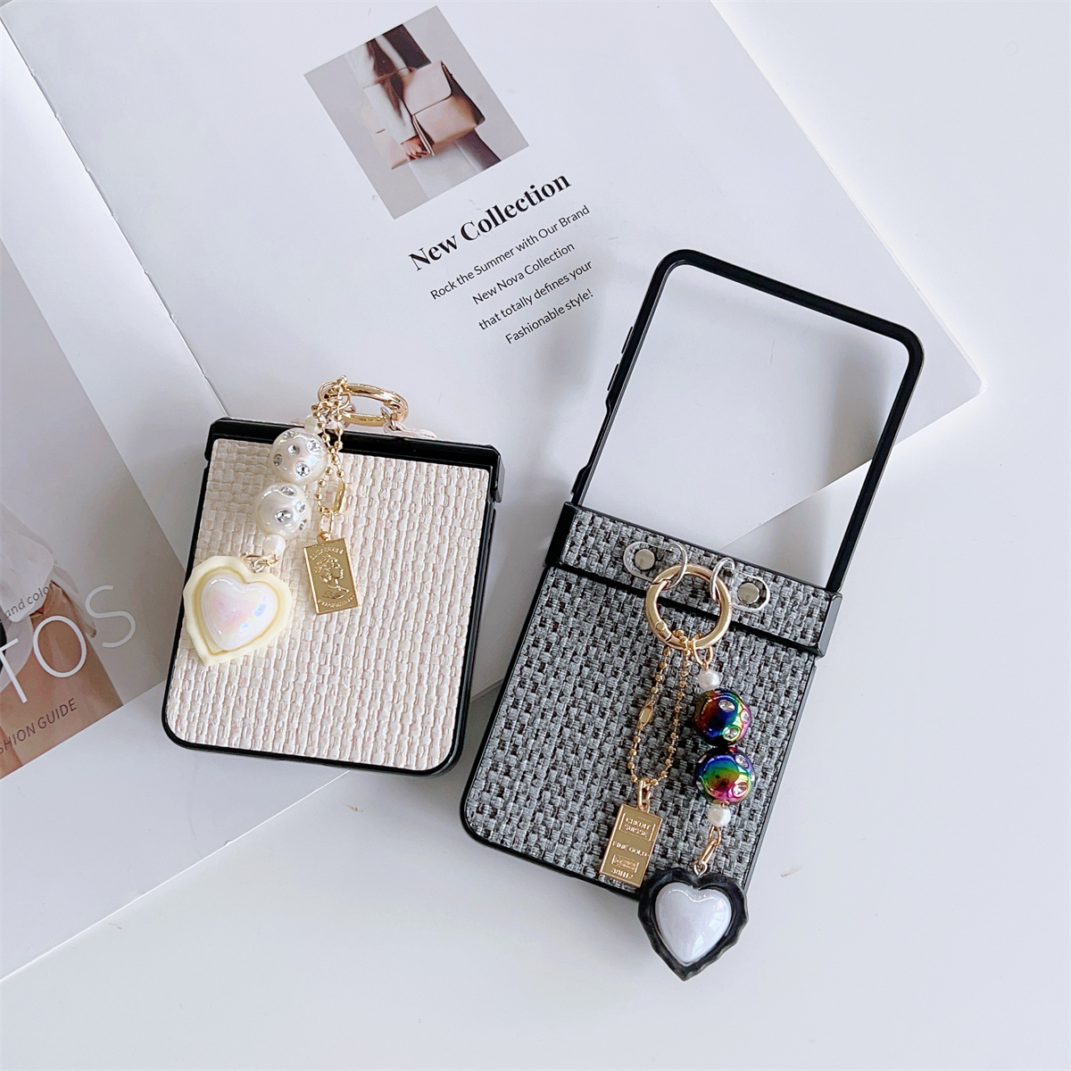 Weaving Leather Heart-shaped P - Phone Cases Z Flip 7 review and price