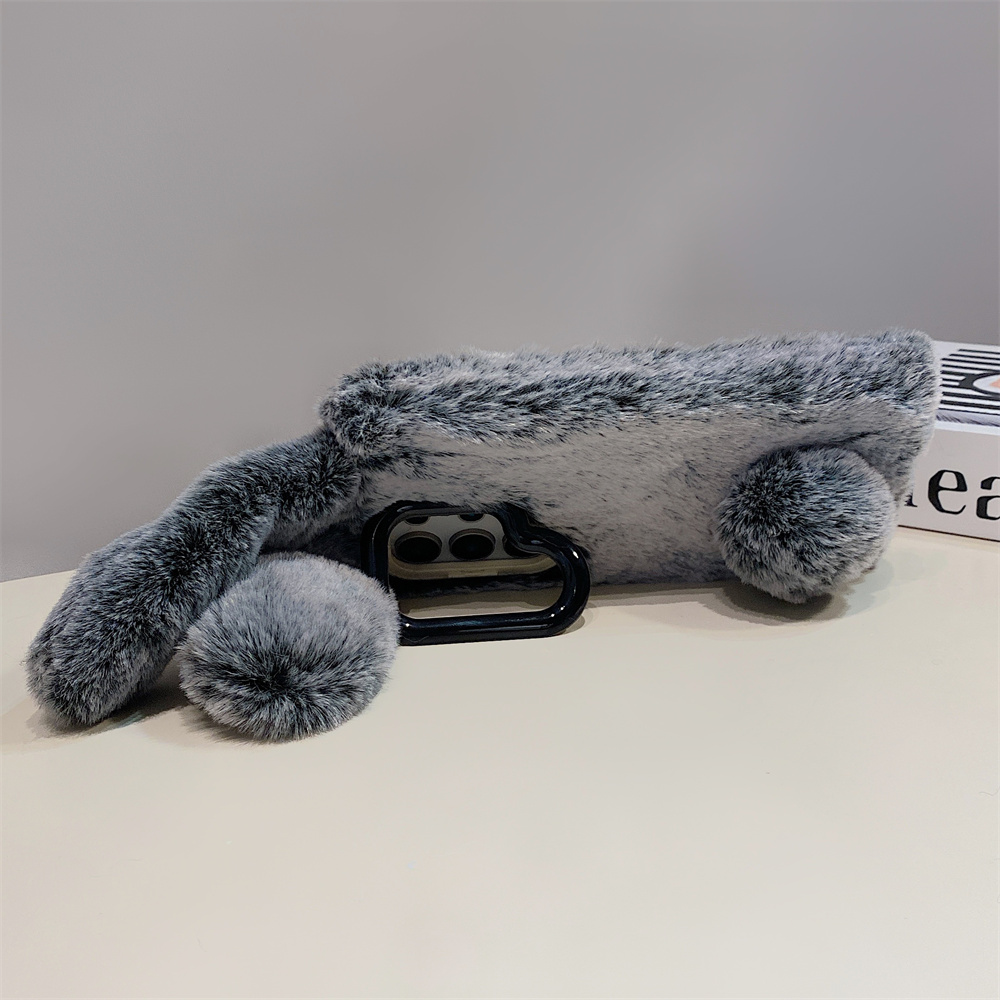 Cute Rabbit Ears Fluffy Stand  - Phone Cases Samsung S23 review and price